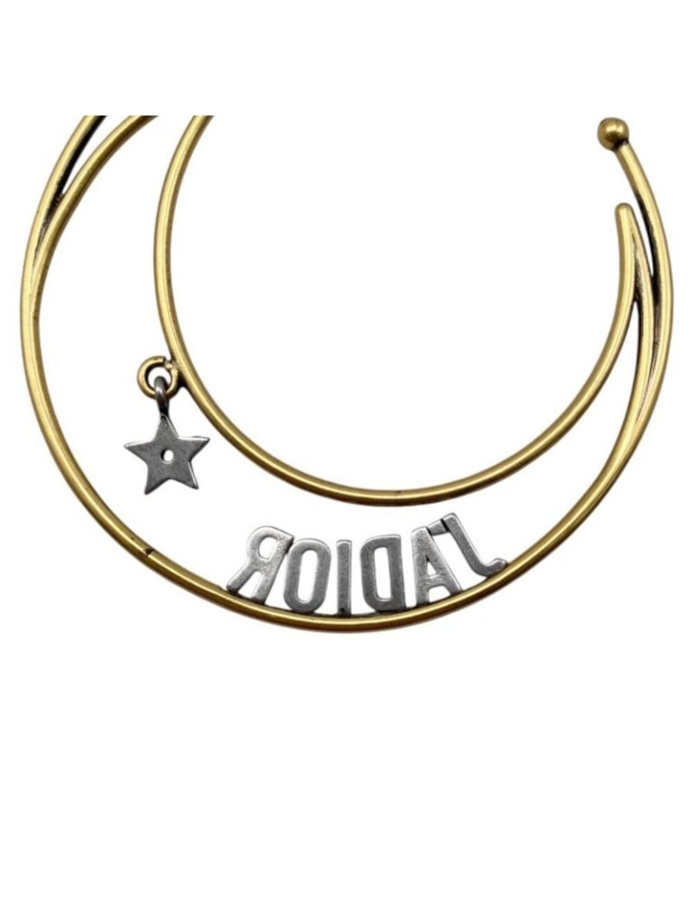 Dior Hoop Earrings Star Moon Crescent Logo Gold - Picture 11 of 14